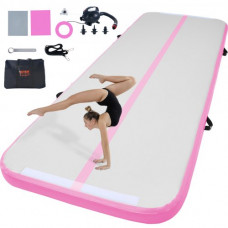 VEVOR Colchoneta Inflable de Gimnasia de 10 cm de Grosor, Pista de Acrobacia con Bomba eléctrica, Colchoneta de Entrenamiento para Uso doméstico/Gimnasio/Yoga/animadoras/Playa/Parque/Agua, 3 m, Rosa