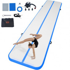 VEVOR Colchoneta Inflable de Gimnasia de 10 cm de Grosor, Pista de Acrobacia con Bomba eléctrica, Colchoneta de Entrenamiento para Uso doméstico/Gimnasio/Yoga/animadoras/Playa/Parque/Agua, 5 m, Azul