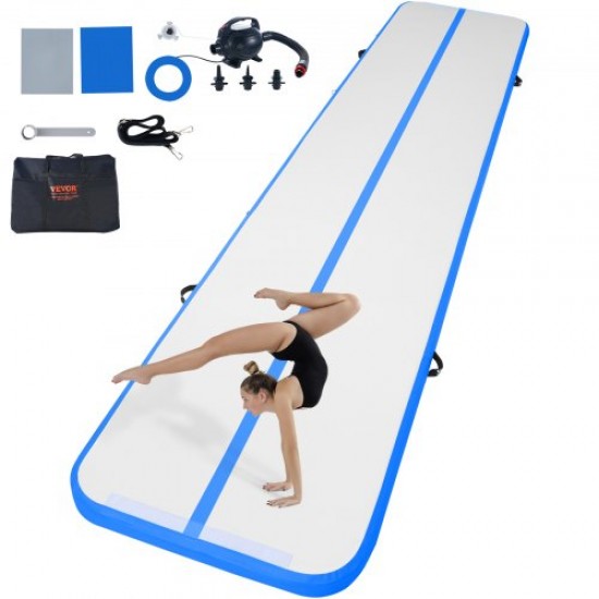 Comprar Colchoneta Inflable de Gimnasia de 10 cm de Grosor, Pista de Acrobacia con Bomba eléctrica, Colchoneta de Entrenamiento para Uso doméstico/Gimnasio/Yoga/animadoras/Playa/Parque/Agua, 5 m, Azul