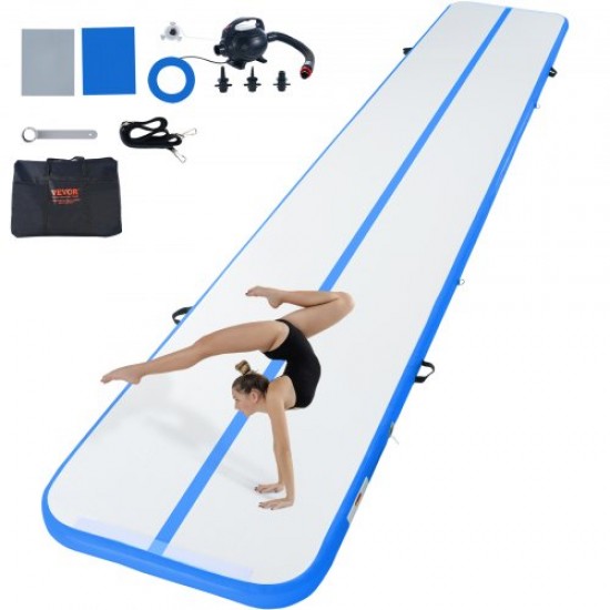 Comprar Colchoneta Inflable de Gimnasia de 10 cm de Grosor, Pista de Acrobacia con Bomba eléctrica, Colchoneta de Entrenamiento para Uso doméstico/Gimnasio/Yoga/animadoras/Playa/Parque/Agua, 6 m, Azul