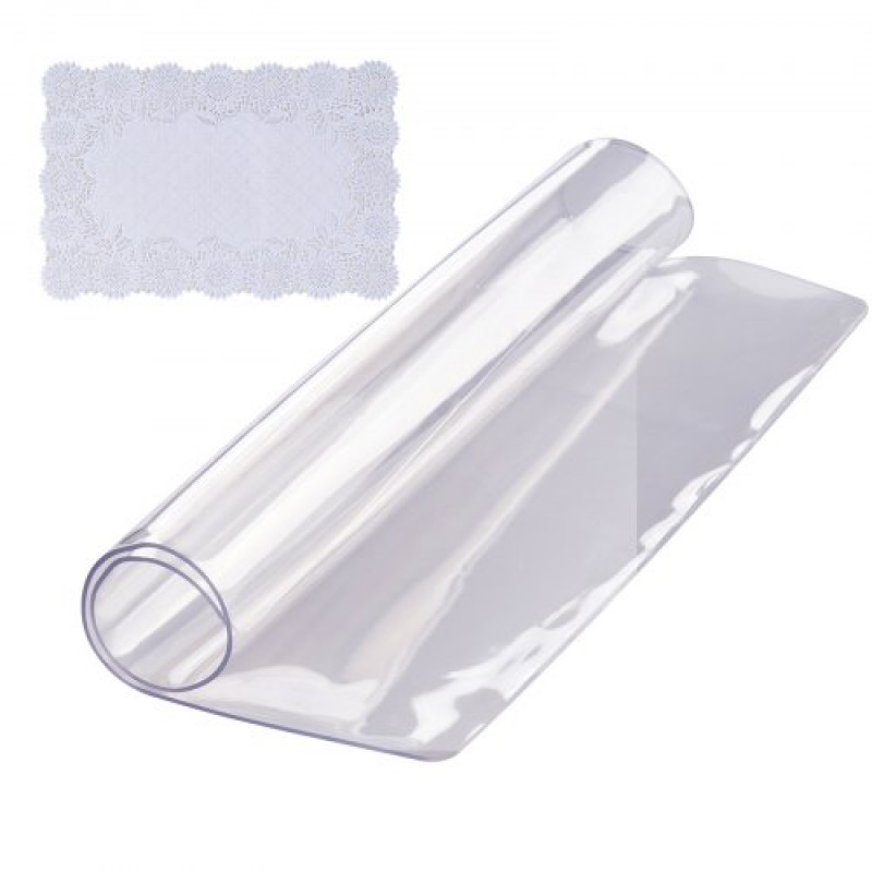 VEVOR Mantel Transparente Cuadrado 91,6x91,6 cm Mantel de PVC para Mesa Espesor de 1,5 mm con Esquinas Redondeadas Protector de Mesa Impermeable 45x30 cm Corta a Medida para Comedor Cocina Restaurante