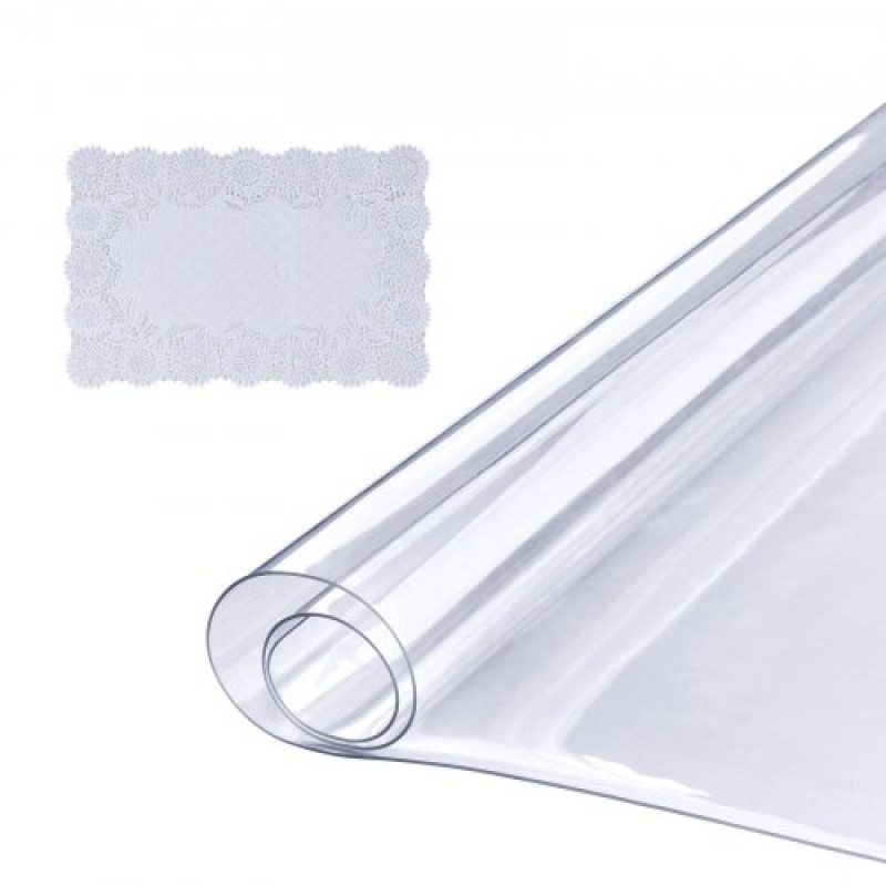 VEVOR Mantel Transparente Rectángulo 45,7x92,5 cm Mantel de PVC para Mesa Espesor de 1,5mm con Esquinas Redondeadas Protector de Mesa Impermeable 45x30cm Corta a Medida para Comedor Cocina Restaurante