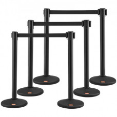 VEVOR Poste Guía 8 Piezas 93 cm Barrera de Marcado para Control de Multitudes con Cinturón Retráctil 200 cm para Separación de Cola de Demarcación en Escuelas Públicas Teatro Hotel Exposición, Negro