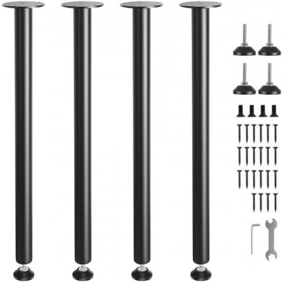 Buy Table Legs 4 Pack Adjustable Desk Legs 762mm Load Capacity 544kg Solid Steel Quick Installation Heavy Duty Furniture Legs for DIY Home Office Dining Room, Black