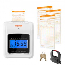 VEVOR Reloj de Registro de Tiempo para Asistencia de Empleados con Tarjetas de Tiempo Juego de Perforación de Tarjetas de Tiempo 6 Golpes por Día para Un Máximo de 3 Turnos de Trabajo para Taller