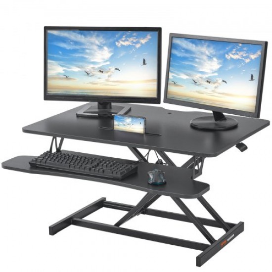 Comprar Convertidor de Escritorio de Pie de 91,5x60 cm Mesa Elevable con Altura Ajustable 14-51 cm con Bandeja para Teclado de 91,5x30 cm Capacidad de 20kg Soporte para Monitor Portátil Sentado Vertical