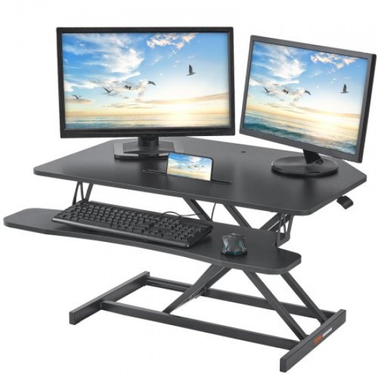 Comprar Convertidor de Escritorio de Pie de 91,5x60 cm Mesa Elevable con Altura Ajustable 14-51 cm con Bandeja para Teclado de 91,5x30 cm Capacidad de 20 kg Soporte para Portátil Sentado para PC Monitor