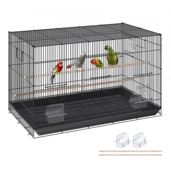 Comprar Jaula de Vuelo para Pájaros 76 x 46 x 45,5 cm Jaula para Pájaros de Metal con Manija Lateral Puerta Segura Portátil Bandeja Desmontable Perchas Comederos para Pájaros Pequeños Cacatúas Loros