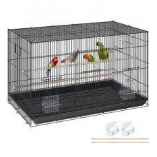 VEVOR Jaula de Vuelo para Pájaros 76 x 46 x 45,5 cm Jaula para Pájaros de Metal con Manija Lateral Puerta Segura Portátil Bandeja Desmontable Perchas Comederos para Pájaros Pequeños Cacatúas Loros