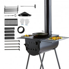 VEVOR Estufa de leña portátil para acampar, tienda de campaña caliente, estufa de barbacoa de 118 pulgadas para exteriores con tuberías