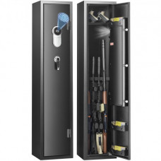 VEVOR Armario para Armas con Cerradura de Huella Dactilar Caja Fuerte para Rifles de Acceso Rápido con Estante Extraíble, Estante para Pistolas para Armas Largas y Pistolas en Casa, 28 x 30 x 138 cm