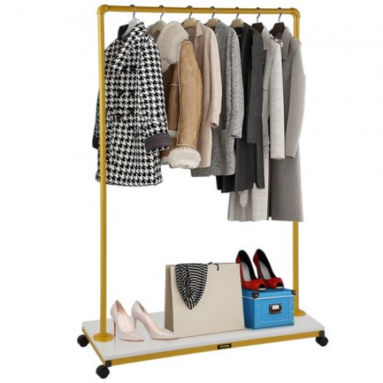 Buy Clothes Rack 100 x 36 x 150 cm Freestanding Clothes Rack Made of Metal and MDF Wood, 150 lbs Capacity Heavy Duty Clothes Rack with Wheels for Home or Commercial Use