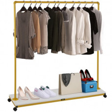 Perchero de Ropa 150 x 36 x 160 cm Perchero de Burro Independiente Material de Metal y Madera MDF, Capacidad de 150 lbs Perchero de Ropa Resistente con Ruedas para Uso Doméstico o Comercial