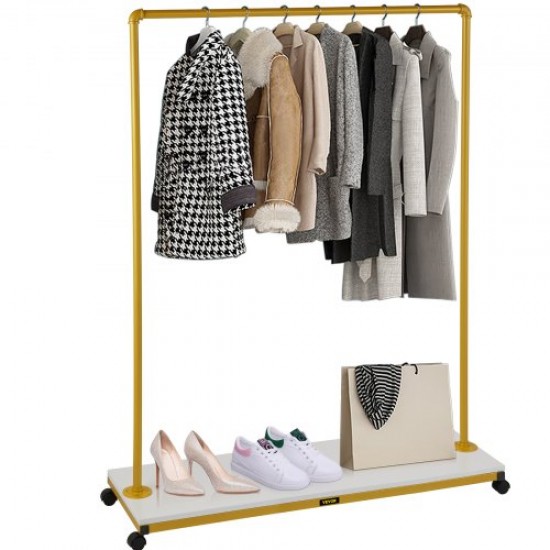 Buy Clothes Rack 120 x 36 x 160 cm Freestanding Clothes Rack Made of Metal and MDF Wood, 150 lbs Capacity Heavy Duty Clothes Rack with Wheels for Home or Commercial Use