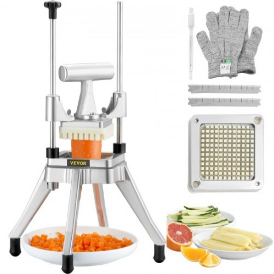 Comprar Cortador Manual Profesional de Patatas Fritas Cortador Comercial de Verduras 0,64cm Cuchilla de Acero Inoxidable Cortador de Verduras Frutas 2 Cuchillas de Repuesto para Preparación de Ensaladas