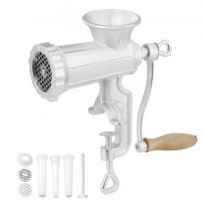 VEVOR Picadora de Carne Manual de Hierro Fundido Picadora Manual de Manivela 2 Placas de Picado de 5 y 8 mm Empujador de Salchichas Fijación Firme Mediante Abrazadera para Carnicería a Domicilio