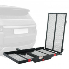 VEVOR Porta de Silla de Ruedas 115x65 cm Portador de Scooter de Movilidad Rampa Plegable 226,8 kg Cesta de Enganche de Remolque con Correas Estabilizadoras Receptor de Enganche 50x50 mm para Coche SUV