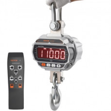 VEVOR Báscula Colgante Industrial 5000 kg Báscula de Grúa Digital con Control Remoto Carcasa de Aluminio Fundido, Pantalla LED de Alta Precisión para Granja, Caza, Pesca, Garaje al Aire Libre, Plata