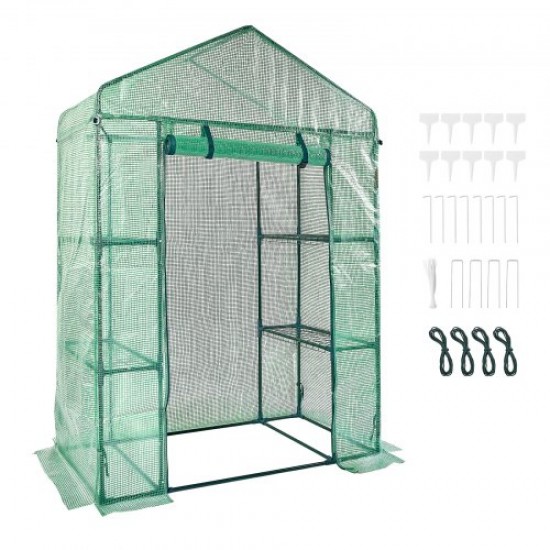 Comprar Invernadero de Jardín 141x74,5x205 cm Carpa Lona de PE de Alta Resistencia para Plantas con 4 Estantes, Puerta y Ventanas Marco de Acero Montaje Fácil Ideal para Plantar Flores Almacenamiento