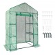 Buy Garden Greenhouse 141x74.5x205 cm Heavy Duty PE Tarpaulin Plant Tent with 4 Shelves, Door and Windows Steel Frame Easy Assembly Ideal for Planting Flowers Storage