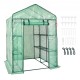 Buy Garden Greenhouse 141x141x200 cm PE Tarpaulin Plant Tent with 4 Shelves 15kg Load with Door and Windows Steel Frame Easy Assembly Ideal for Planting Flowers Storage, Green