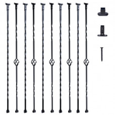VEVOR Balaustres de Metal para Escaleras Barras de Barandilla Decorativas 1122 mm Acero Galvanizado 10 Barras de Canasta Giro Simple con Zapatos, Tornillos para Barandilla de Escalera en Caracol