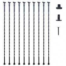 VEVOR Balaustres de Metal para Escaleras Barras Decorativas de Acero Galvanizado de 1122mm 10 Balaustres de Seguridad Huecos Estilo Torcido con Zapatos Tornillos para Barandilla de Escalera en Caracol