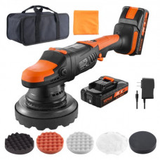 VEVOR Pulidora Inalámbrica de 20 V Pulidora de Motor sin Escobillas de Doble Acción 150 mm Kit de Pulidora Orbital Aleatoria de 6 Velocidades Variables para el Cuidado, Encerado y Pulido del Automóvil