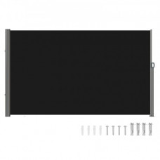Toldo Solar Retráctil, Pantalla de Alta Privacidad 160X300cm, Toldo Lateral de Aluminio Separador Retráctil Terraza para Jardín Patio Negro