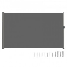 Toldo Solar Retráctil Pantalla de Alta Privacidad 180X300cm, Toldo Lateral de Aluminio Separador Retráctil Terraza, para Patio Jardín Gris