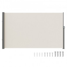 Toldo Solar Retráctil, Pantalla de Alta Privacidad 180X300cm,Toldo Lateral de Aluminio Separador retráctil Terraza, para Patio Jardín Blanco