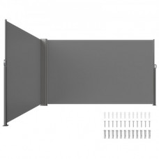 Toldo Solar Retráctil, Pantalla de Alta Privacidad 180X600cm, Protector Solar a Prueba de Viento para Patio Jardín Terraza Gris