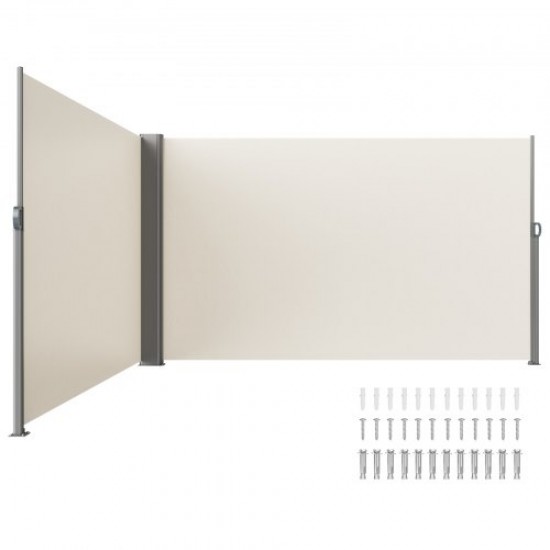 Comprar Protector Solar a Prueba de Viento para Patio Jardín Blanco Cremoso, Toldo Solar Retráctil, Pantalla de Alta Privacidad 180X600cm