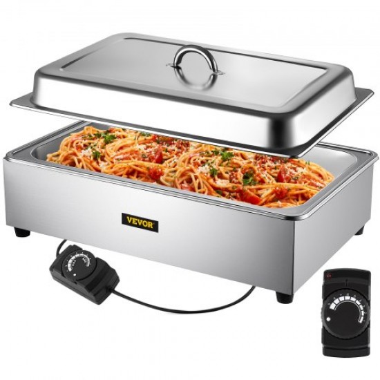 Kaufen Sie Rechteckiger Buffetwärmer, 400 W, Chafing Dish, 68 x 47,5 x 30 cm, Buffet-Speisewärmer, verdickter Edelstahl, 9 l, 30–80 °C Temperatur, mit Ablasshahn