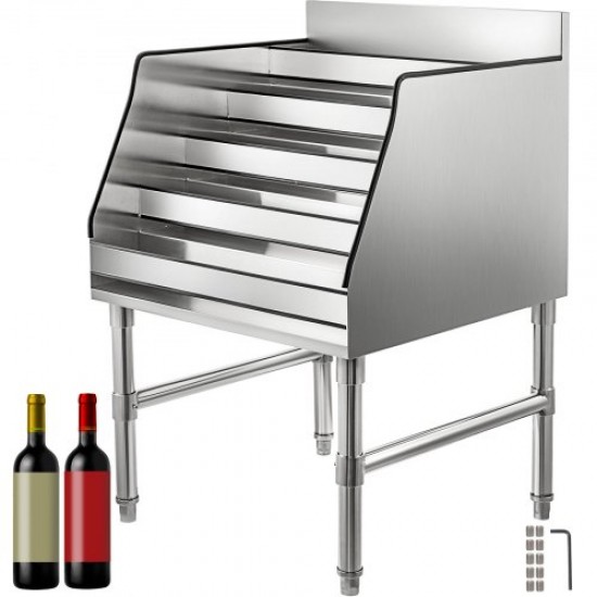 Buy Drinks Bottle Display Rack 635mm x 584mm x 838mm, Stainless Steel Bottle Rack with Foot Diameter 38mm, 5 Tier Liquor Bottle Display Unit